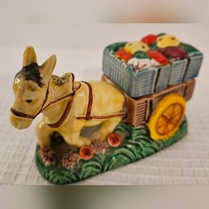 Vintage Salt & Pepper Shaker set Donkey Cart Ceramic  made in Japan 50s